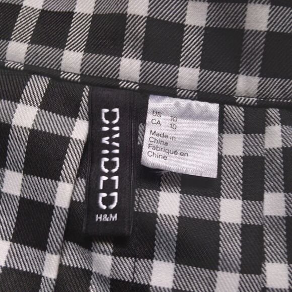 HM Divided Black White Plaid Pleated Skirt Academia Clueless Preppy Size 10 - Picture 4 of 7